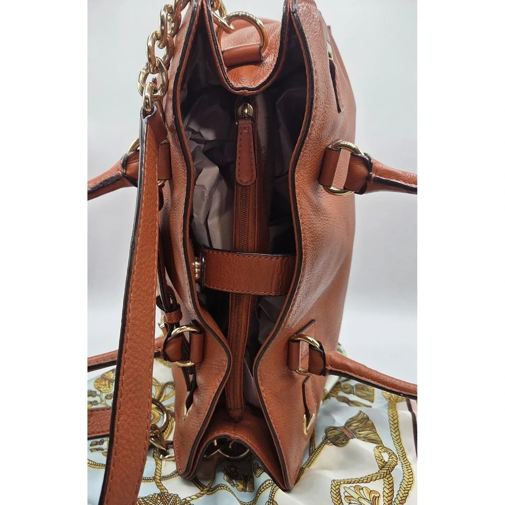 Michael Kors Cognac Leather Tote Large Satchel Shoulder Bag Quiet Luxury